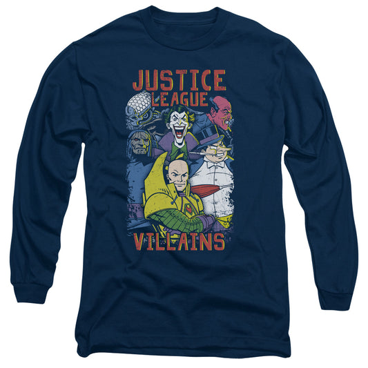 Jla - Villians - Long Sleeve Adult 18/1 - Navy T-shirt