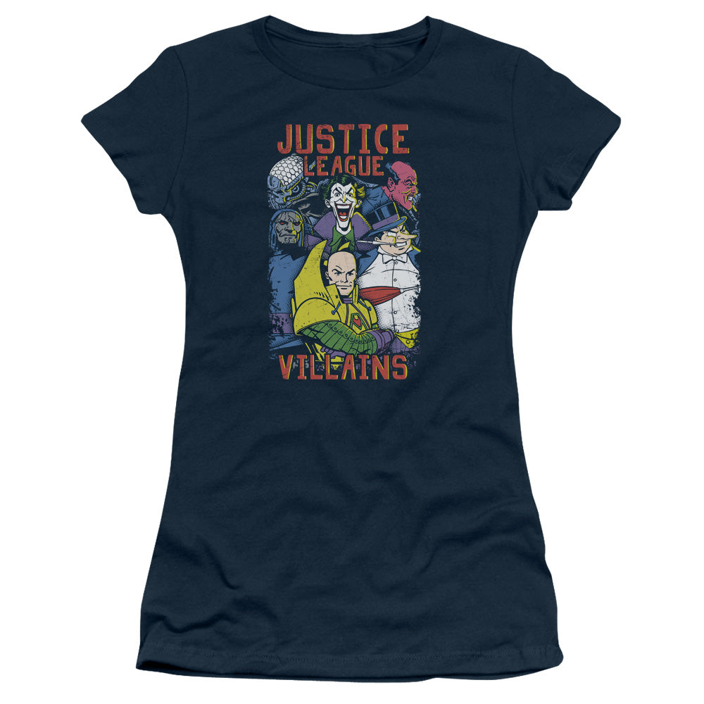 Jla - Villians - Short Sleeve Junior Sheer - Navy T-shirt