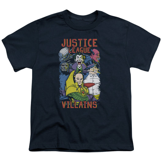 Jla - Villians - Short Sleeve Youth 18/1 - Navy T-shirt