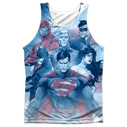 Jla - United - Adult 100% Poly Tank Top - White