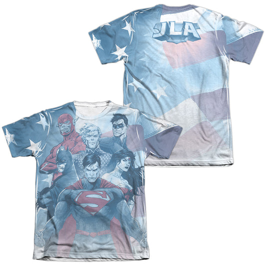 Jla - United (Front/back Print) - Adult Poly/cotton Short Sleeve Tee - White T-shirt