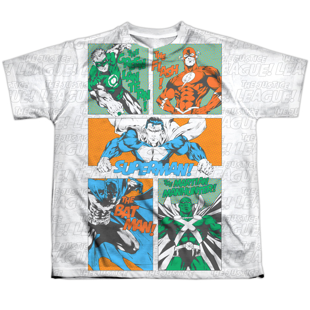 Jla - Justice Panels - Short Sleeve Youth Poly Crew - White T-shirt