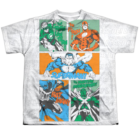 Jla - Justice Panels - Short Sleeve Youth Poly Crew - White T-shirt