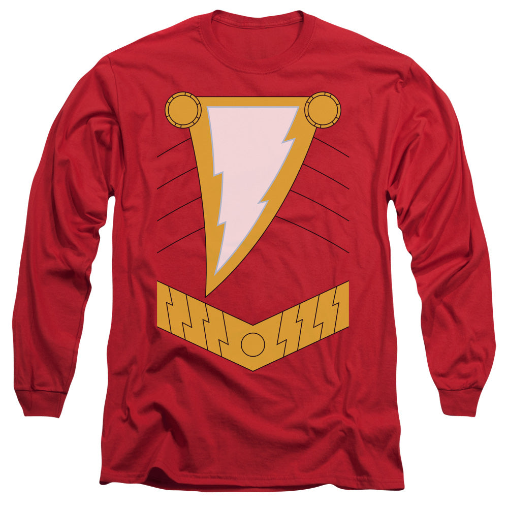 Jla - Shazam - Long Sleeve Adult 18/1 - Red T-shirt