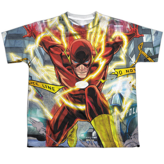 Jla - Police Line - Short Sleeve Youth Poly Crew - White T-shirt