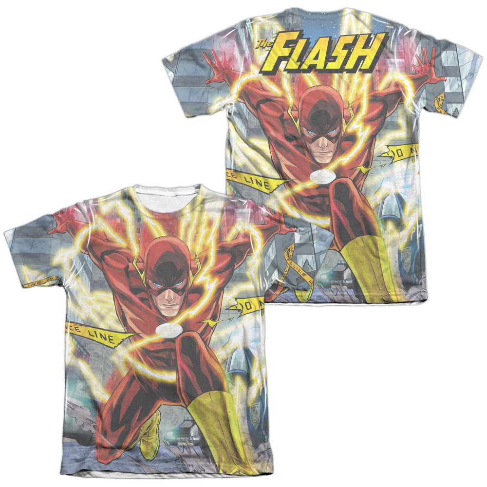 Jla - Police Line (Front/back Print) - Adult Poly/cotton Short Sleeve Tee - White T-shirt