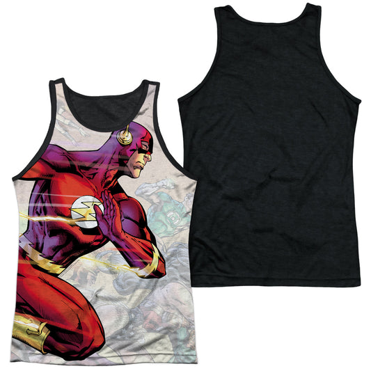 Jla - Taking The Lead - Adult Poly Tank Top Black Back - White