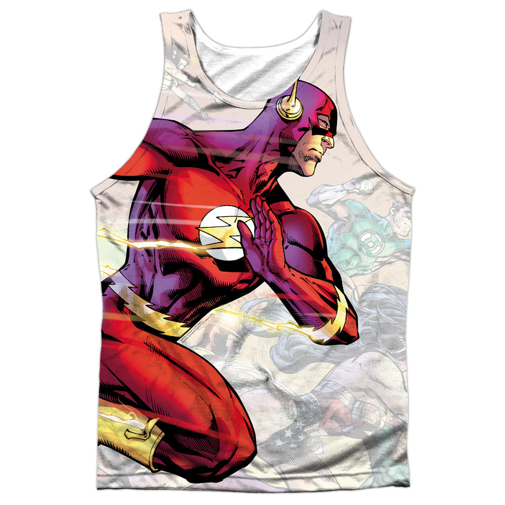 Jla - Taking The Lead - Adult 100% Poly Tank Top - White