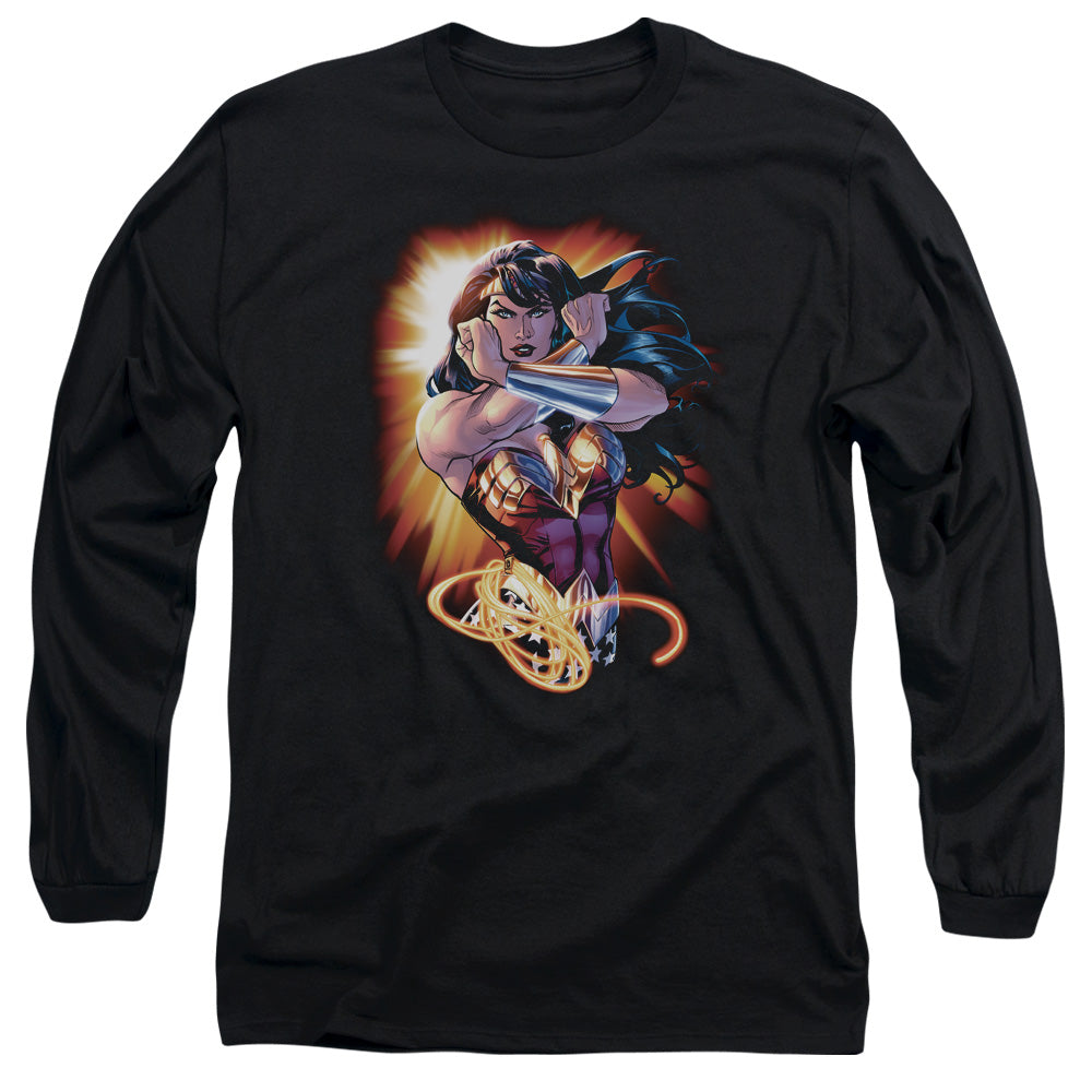 Jla - Wonder Rays - Long Sleeve Adult 18/1 - Black T-shirt