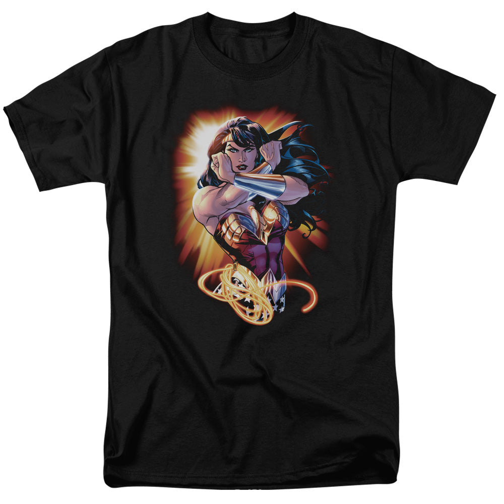 Jla - Wonder Rays - Short Sleeve Adult 18/1 - Black T-shirt