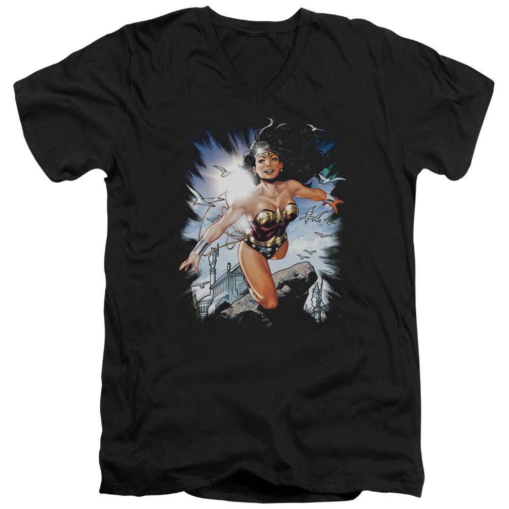 Jla - Of Themyscira - Short Sleeve Adult V-neck 30/1 - Black T-shirt
