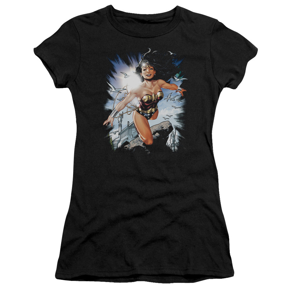 Jla - Of Themyscira - Short Sleeve Junior Sheer - Black T-shirt