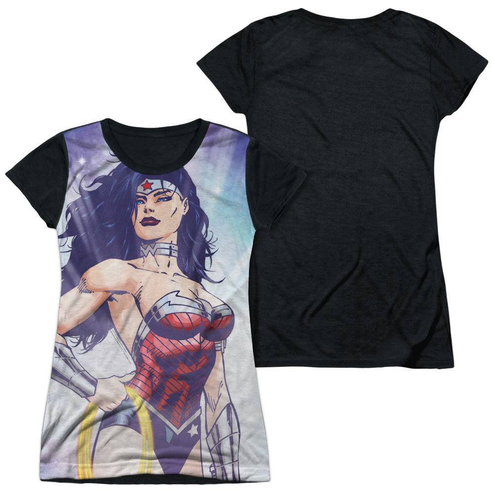 Jla - Warrior Goddess - Short Sleeve Junior Poly Black Back - White T-shirt