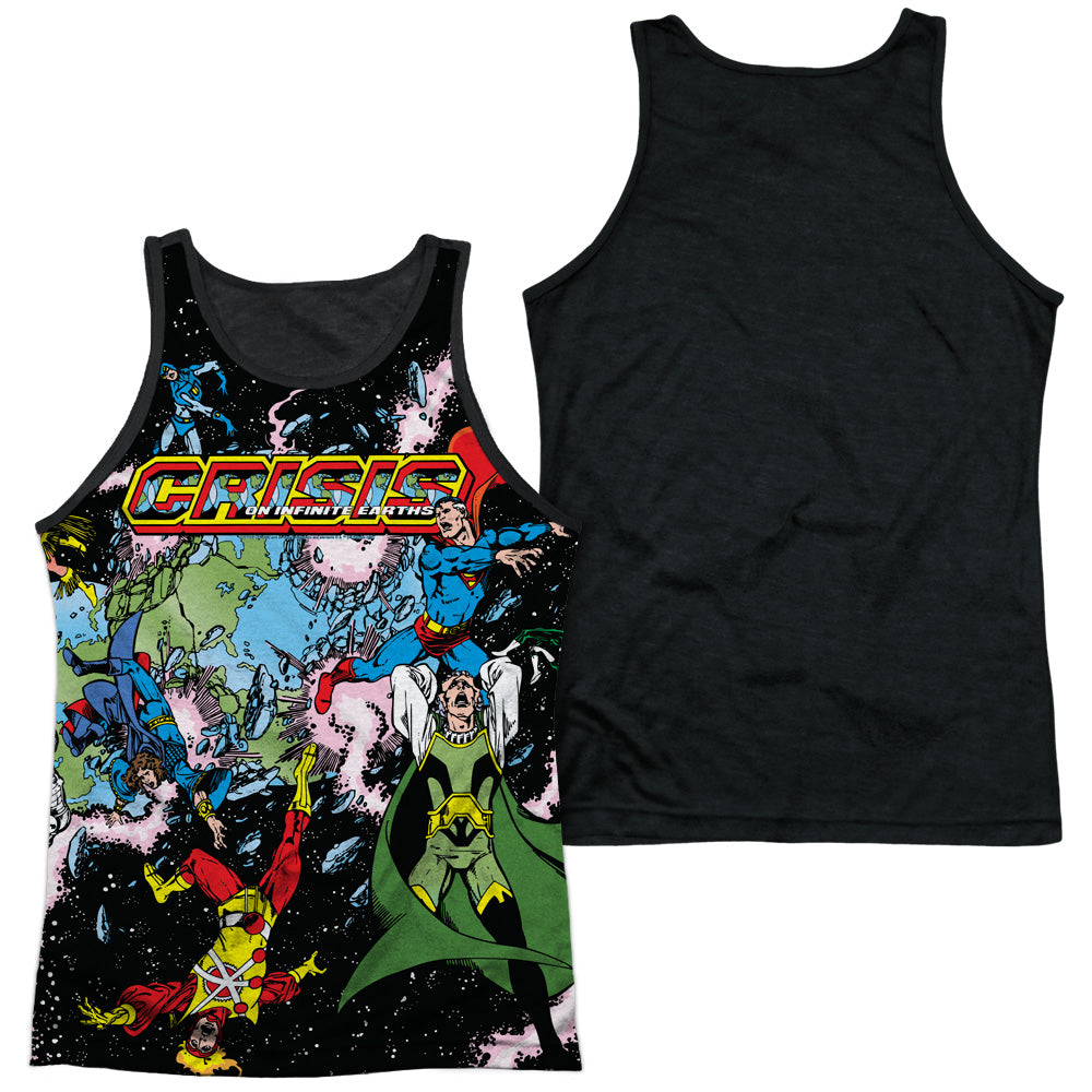 Jla - Crisis Variant - Adult Poly Tank Top Black Back - White
