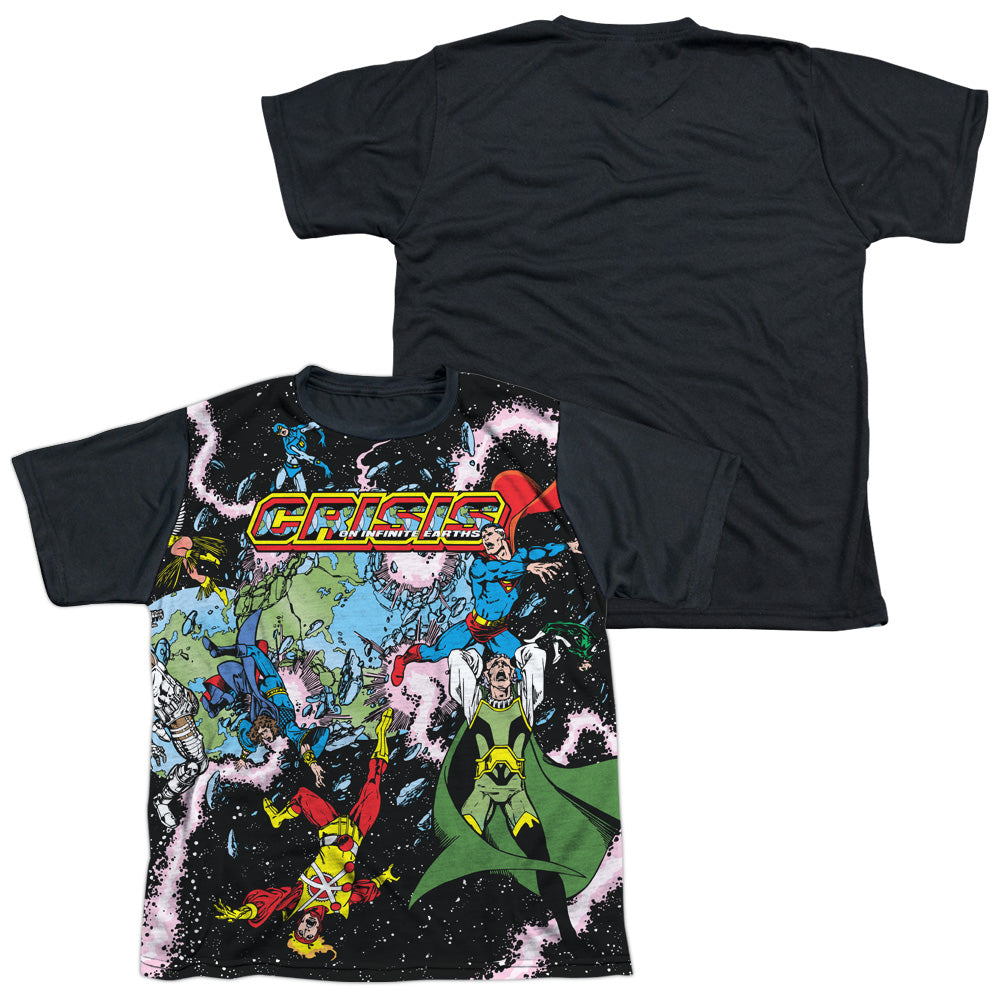 Jla - Crisis Variant - Short Sleeve Youth White Front Black Back   - White T-shirt