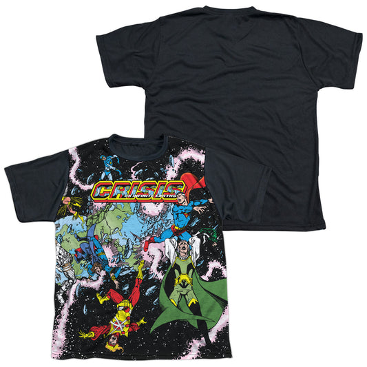 Jla - Crisis Variant - Short Sleeve Youth White Front Black Back   - White T-shirt