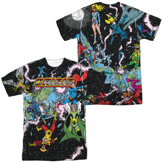Jla - Crisis Variant (Front/back Print) - Short Sleeve Adult Poly Crew - White T-shirt