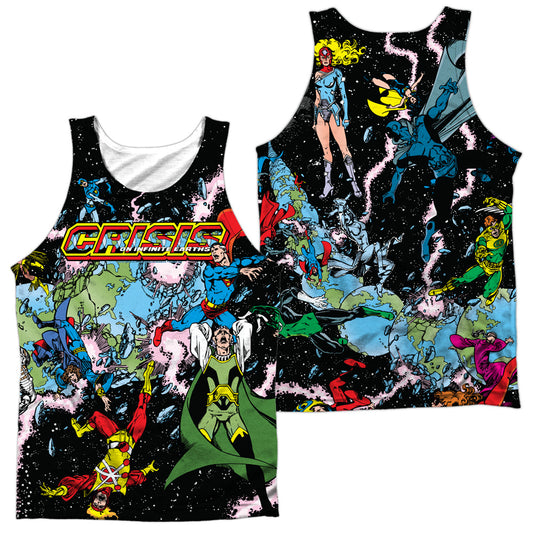 Jla - Crisis Variant (Front/back Print) - Adult 100% Poly Tank Top - White