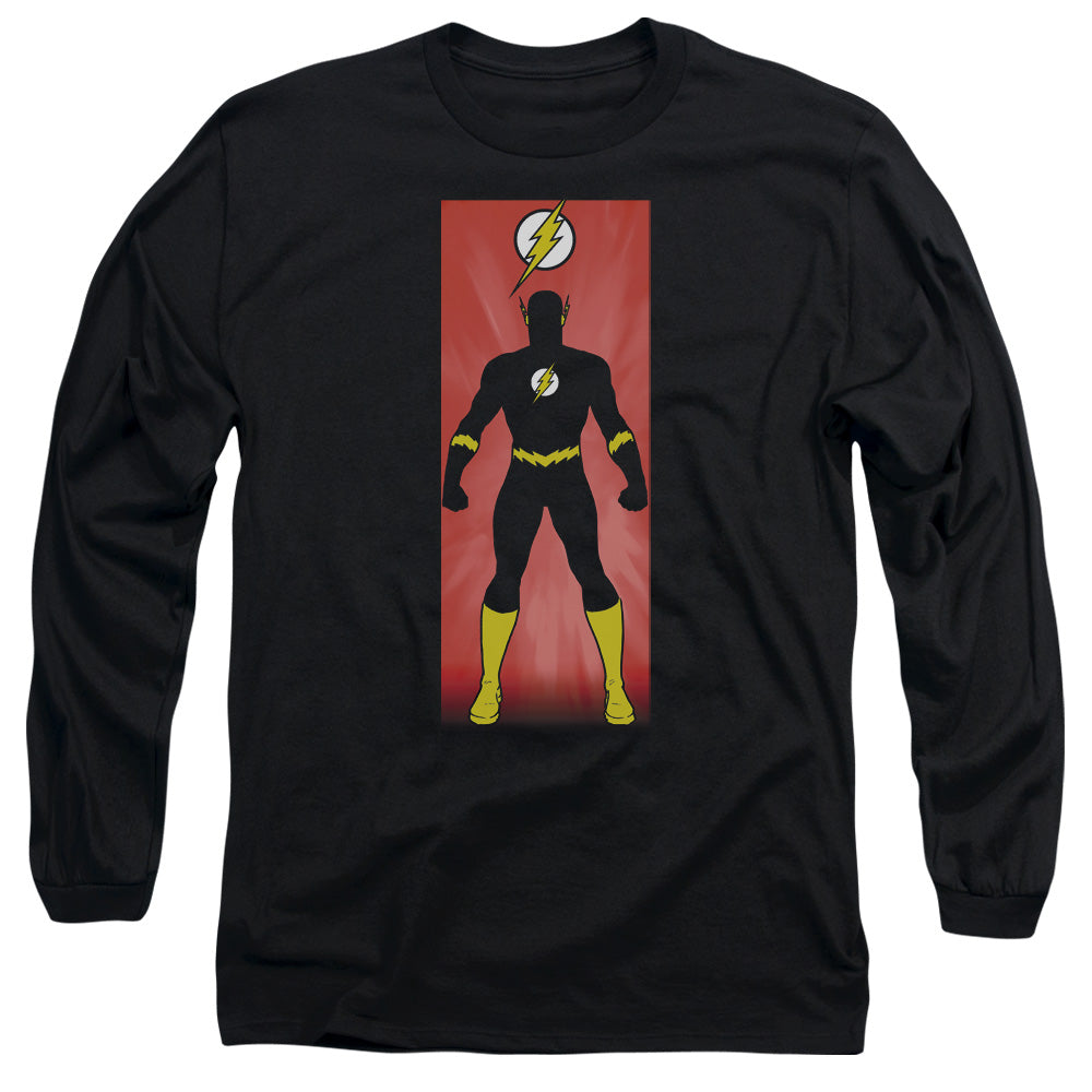 Jla - Flash Block - Long Sleeve Adult 18/1 - Black T-shirt