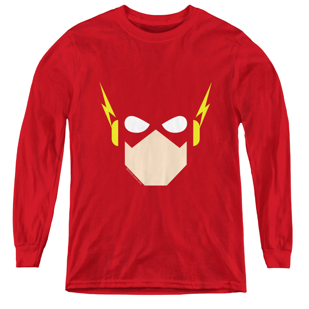 Jla - Flash Head - Youth Long Sleeve Tee - Red