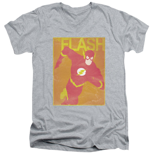 Jla - Simple Flash Poster - Short Sleeve Adult V-neck 30/1 - Athletic Heather T-shirt