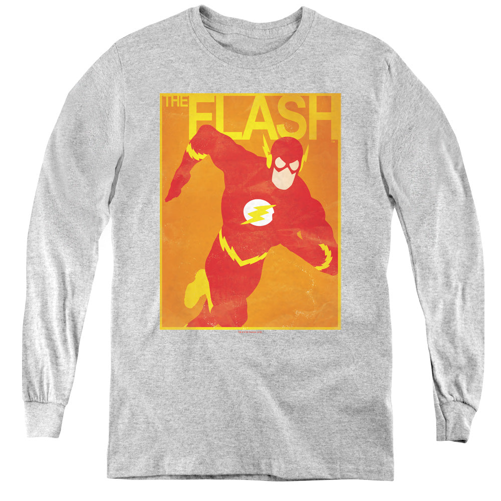 Jla - Simple Flash Poster - Youth Long Sleeve Tee - Athletic Heather