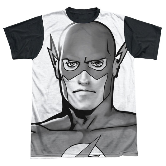 Jla - Bw Flash Head - Short Sleeve Adult White Front Black Back   - White T-shirt