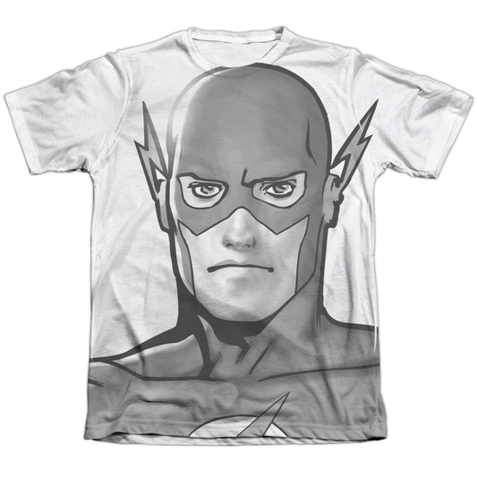 Jla - Bw Flash Head - Adult Poly/cotton Short Sleeve Tee - White T-shirt