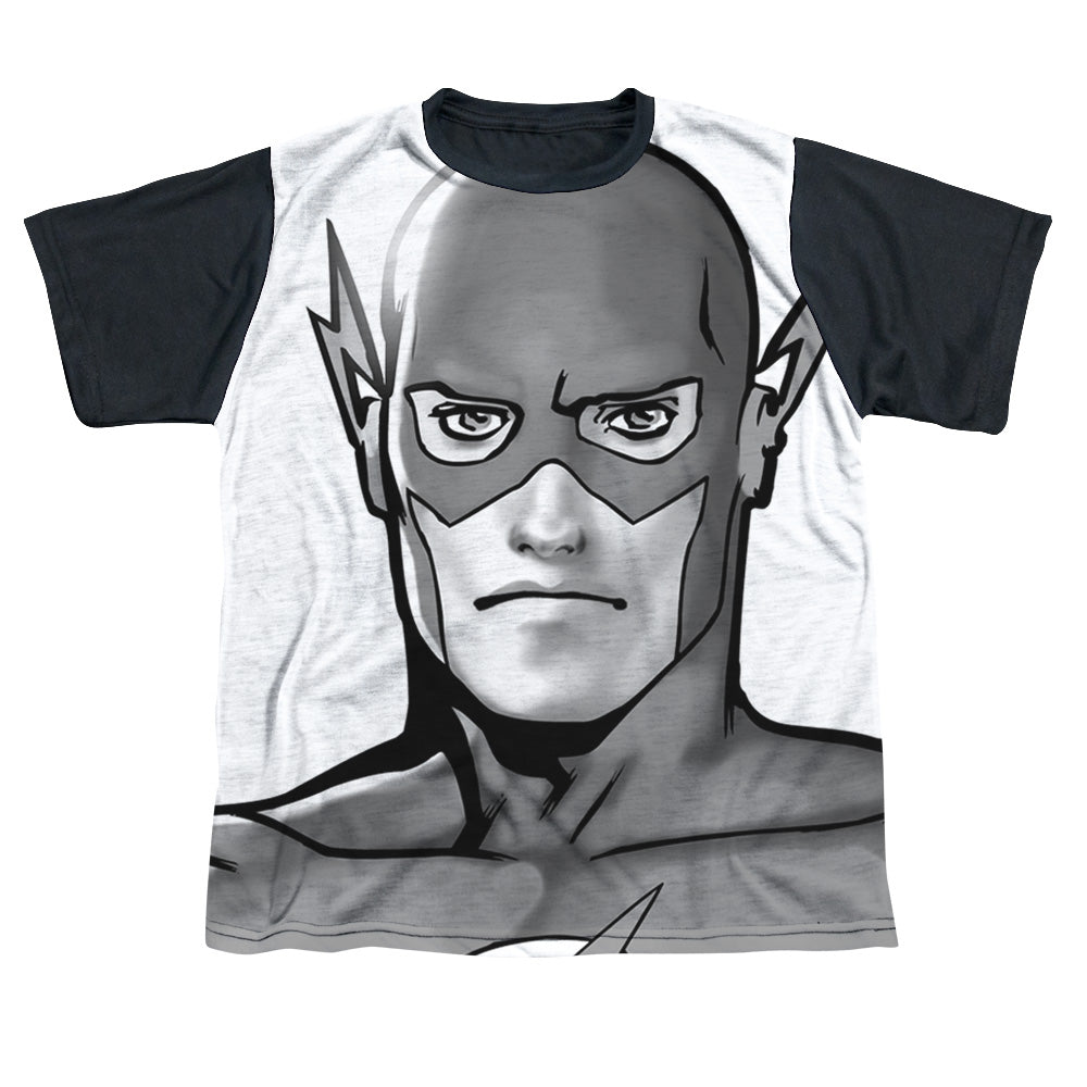 Jla - Bw Flash Head - Short Sleeve Youth White Front Black Back   - White T-shirt