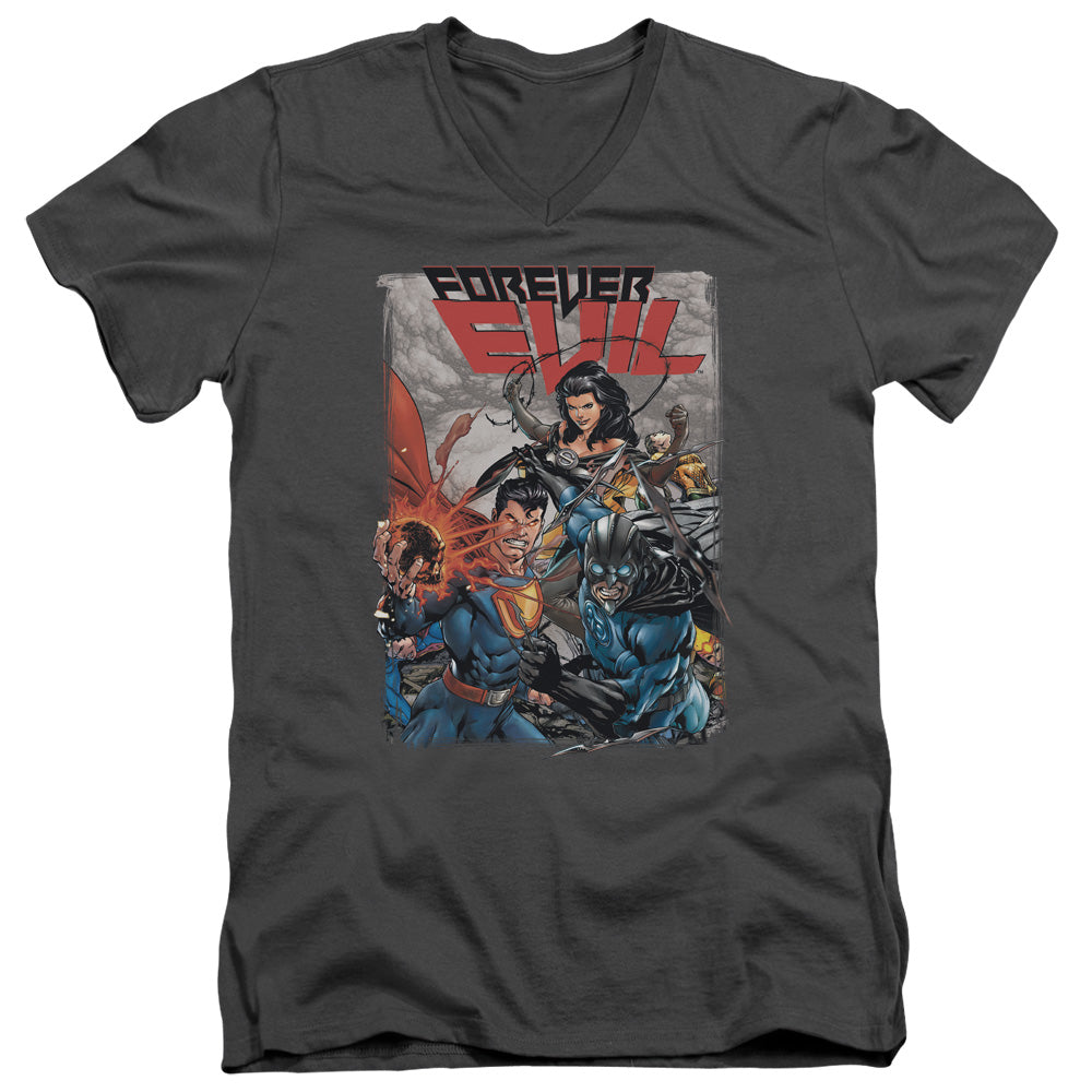 Jla - Crime Syndicate - Short Sleeve Adult V-neck 30/1 - Charcoal T-shirt