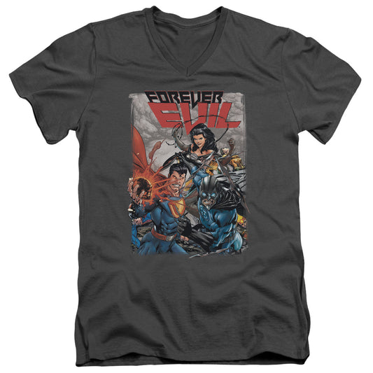 Jla - Crime Syndicate - Short Sleeve Adult V-neck 30/1 - Charcoal T-shirt