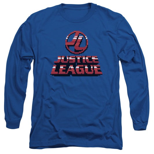 Jla - 8 Bit Jla - Long Sleeve Adult 18/1 - Royal Blue T-shirt