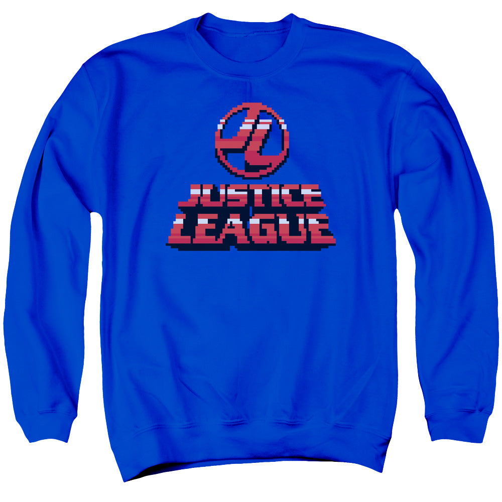 Jla - 8 Bit Jla - Adult Crewneck Sweatshirt - Royal Blue