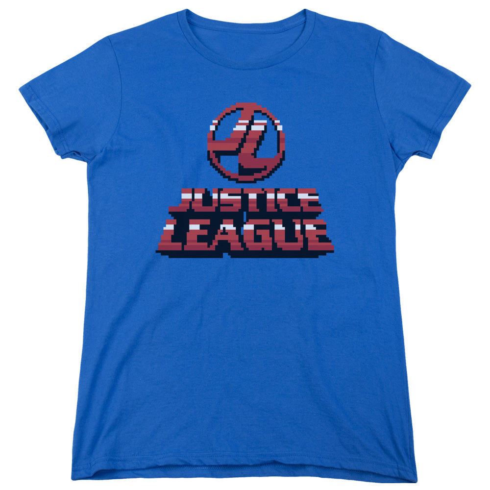 Jla - 8 Bit Jla - Short Sleeve Womens Tee - Royal Blue T-shirt
