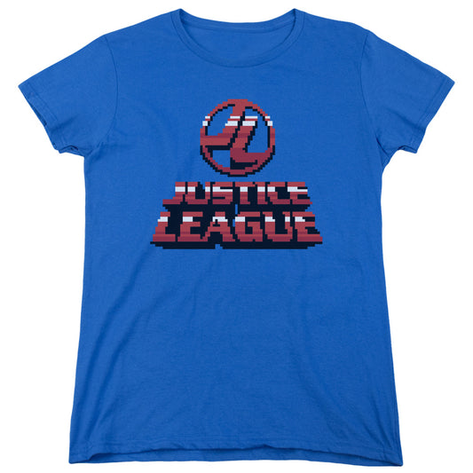 Jla - 8 Bit Jla - Short Sleeve Womens Tee - Royal Blue T-shirt