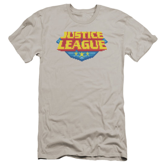 Jla - 8 Bit Logo-premuim Canvas Adult Slim Fit 30/1 - Silver