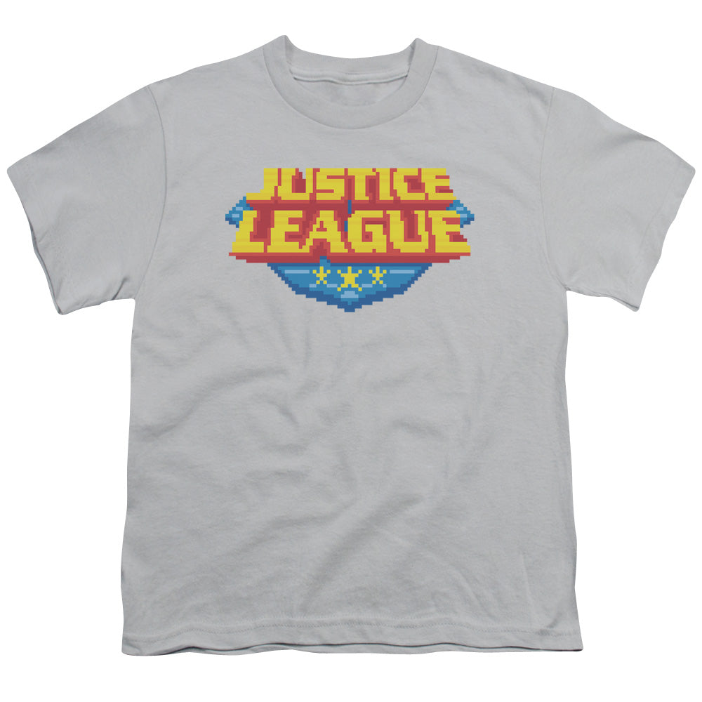 Jla - 8 Bit Logo - Short Sleeve Youth 18/1 - Silver T-shirt