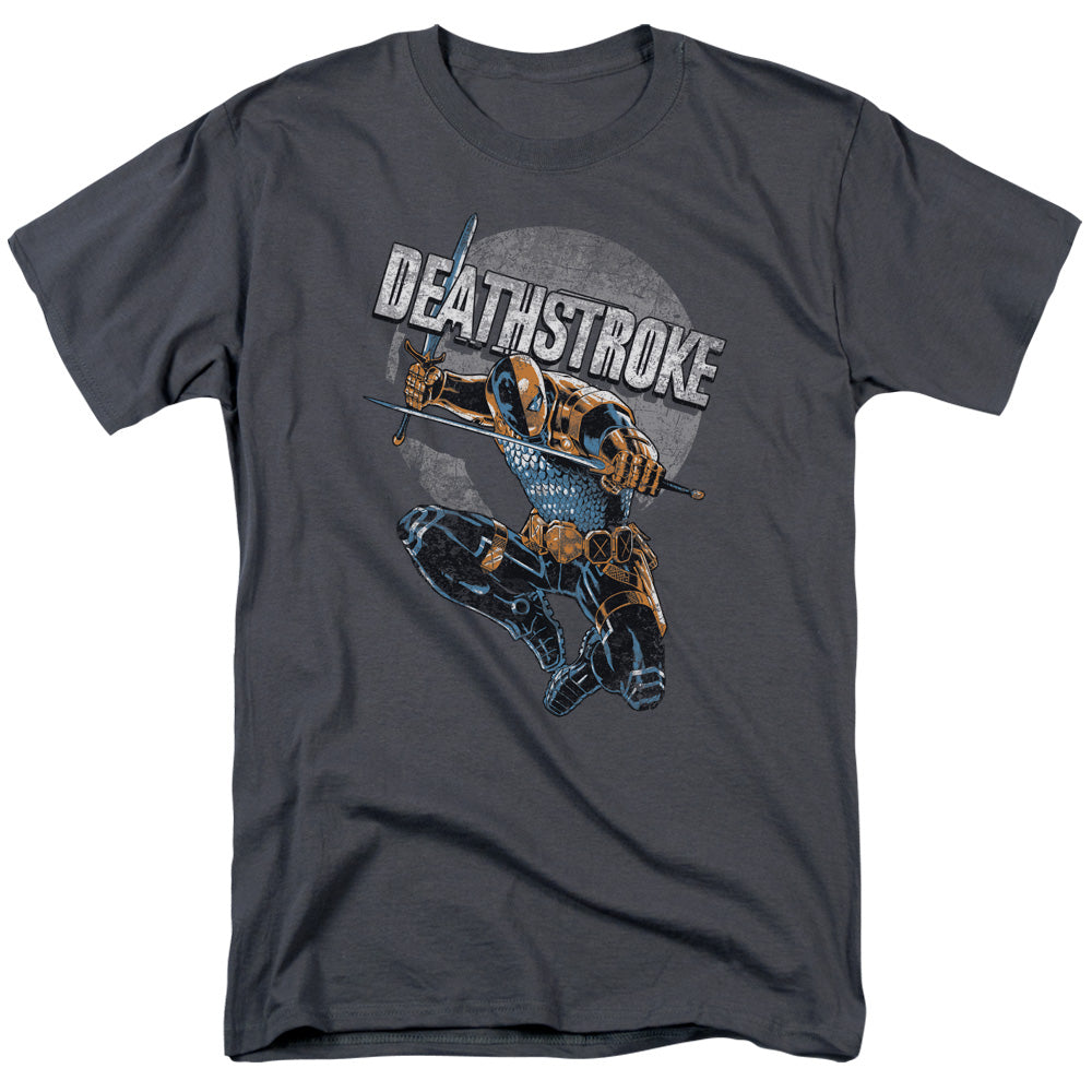 Jla - Deathstroke Retro - Short Sleeve Adult 18/1 - Charcoal T-shirt