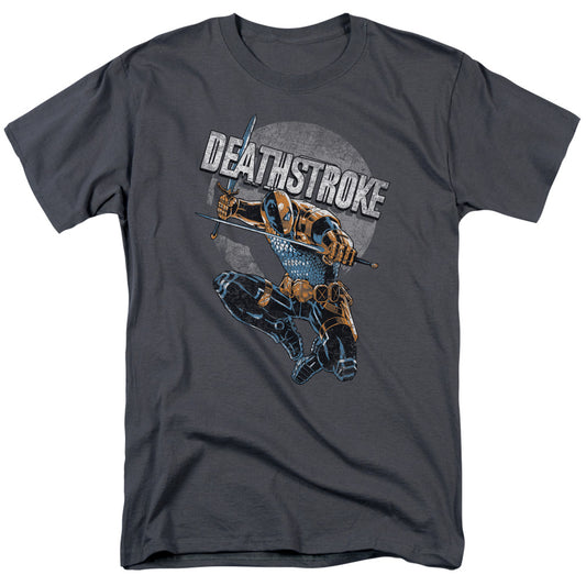 Jla - Deathstroke Retro - Short Sleeve Adult 18/1 - Charcoal T-shirt