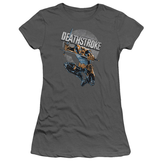 Jla - Deathstroke Retro - Short Sleeve Junior Sheer - Charcoal T-shirt