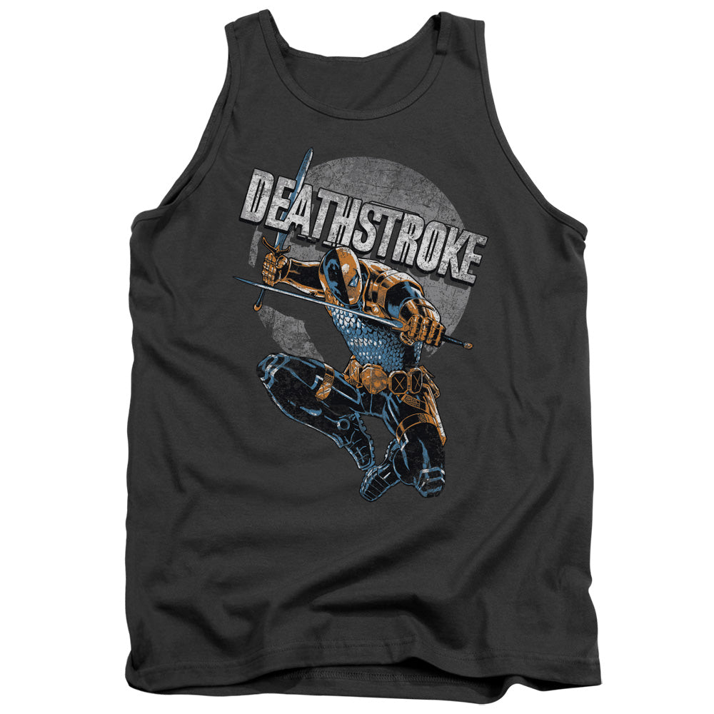 Jla - Deathstroke Retro - Adult Tank - Charcoal