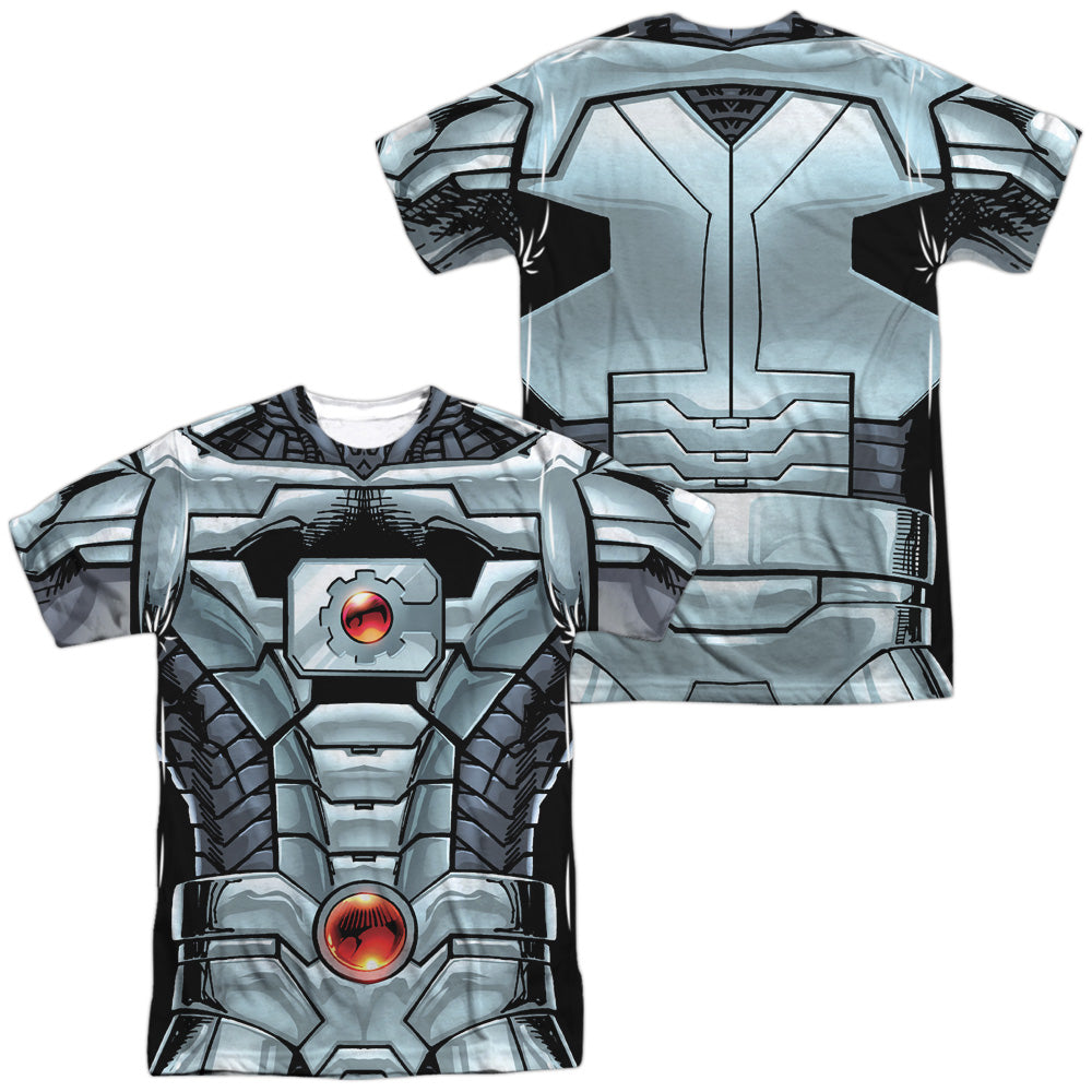 Jla - Cyborg (Front/back Print) - Short Sleeve Adult Poly Crew - White T-shirt