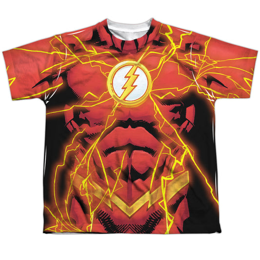 Jla - Flash 52 Bolt - Short Sleeve Youth Poly Crew - White T-shirt