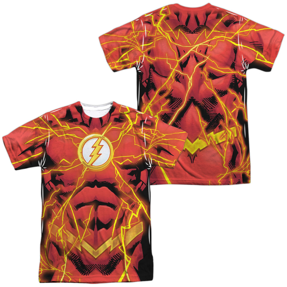 Jla - Flash 52 Bolt (Front/back Print) - Short Sleeve Adult Poly Crew - White T-shirt