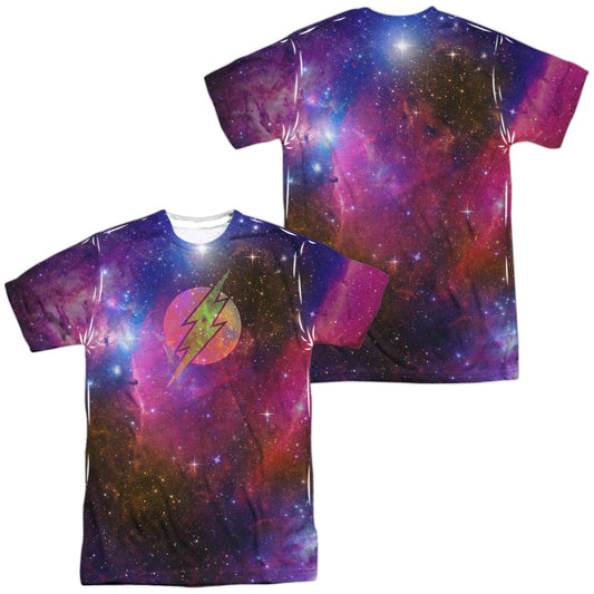 Jla - Flash Galaxy (Front/back Print) - Short Sleeve Adult Poly Crew - White T-shirt