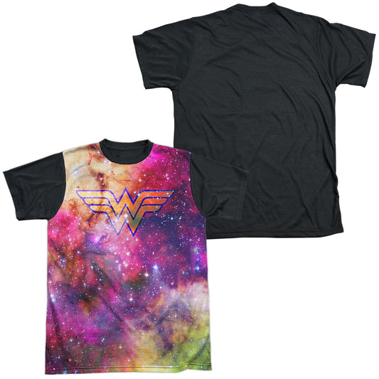 Jla - Wonder Galaxy - Short Sleeve Adult White Front Black Back   - White T-shirt