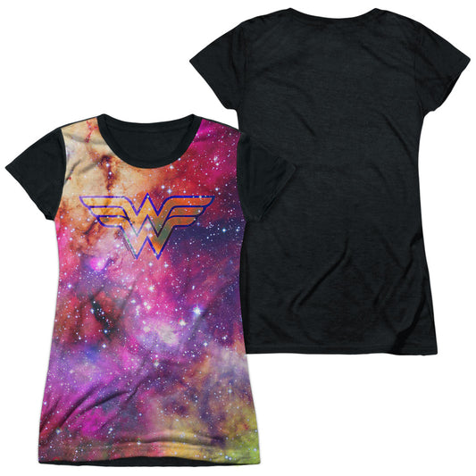 Jla - Wonder Galaxy - Short Sleeve Junior Poly Black Back - White T-shirt