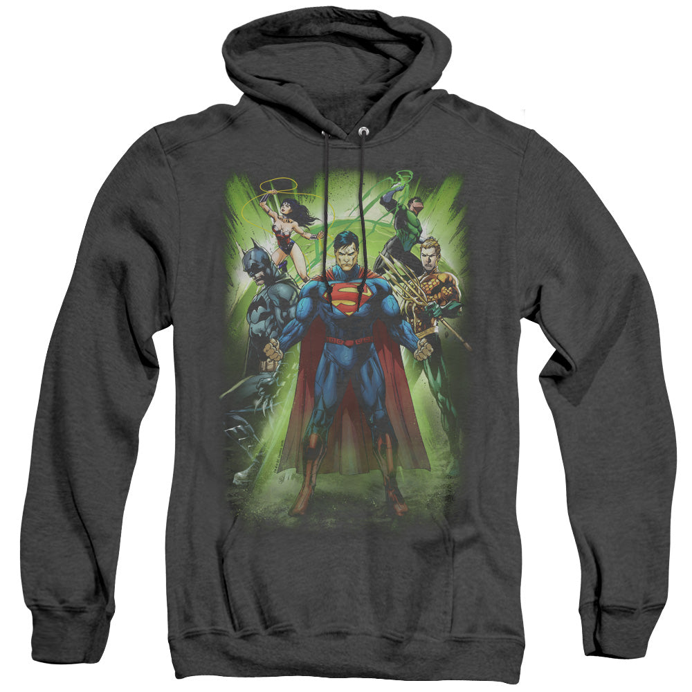 Jla - Power Burst - Adult Heather Hoodie - Black