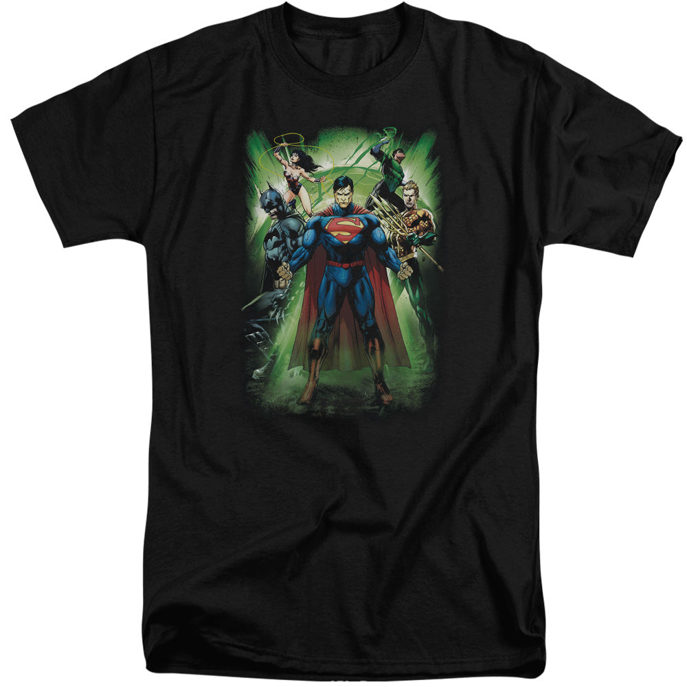 Jla - Power Burst - Short Sleeve Adult Tall - Black T-shirt