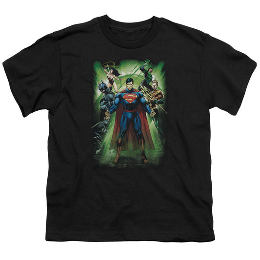 Jla - Power Burst - Short Sleeve Youth 18/1 - Black T-shirt